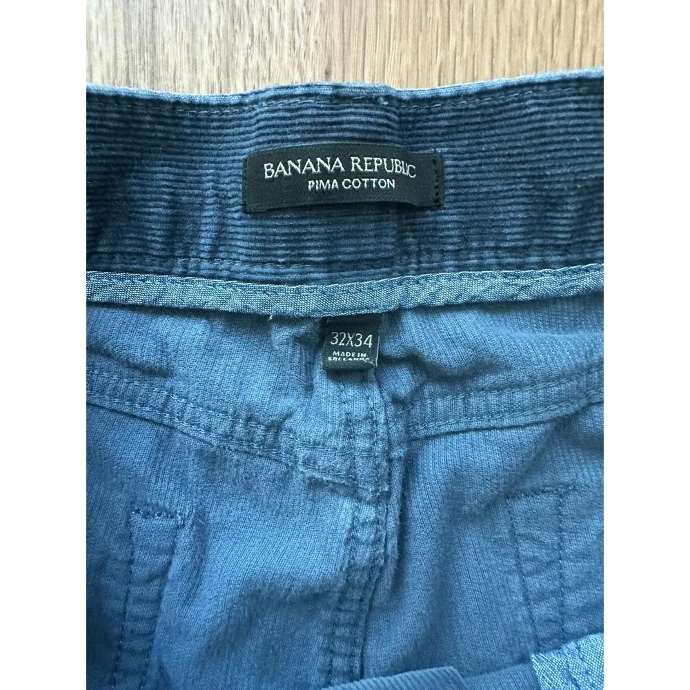 Banana Republic Mens Pima Cotton‎ Corduroy Pants 32x34 Teal Blue Straight Leg